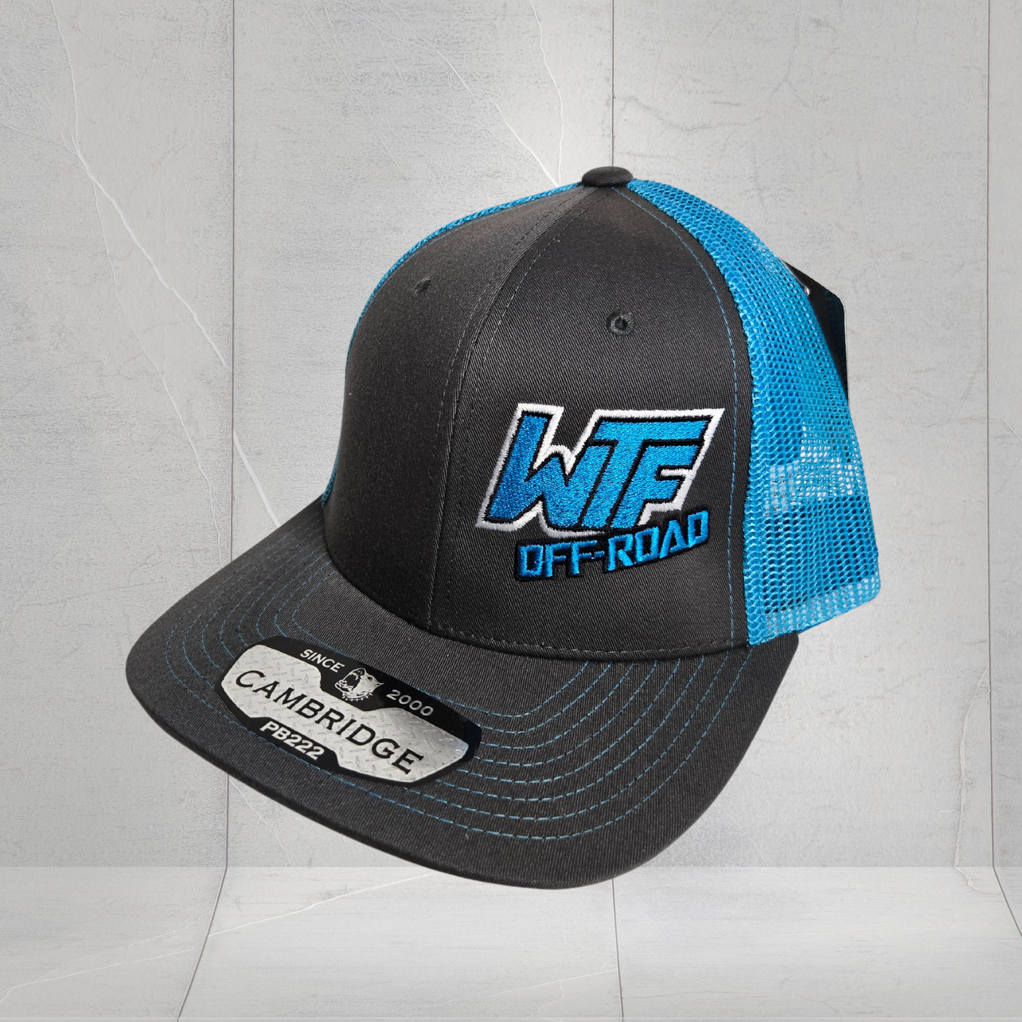 Snapback Hat - Charcoal/Neon Blue