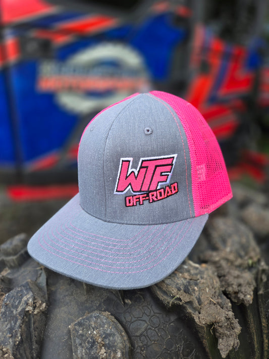 Snapback Hat - Heather Gray/Neon Pink